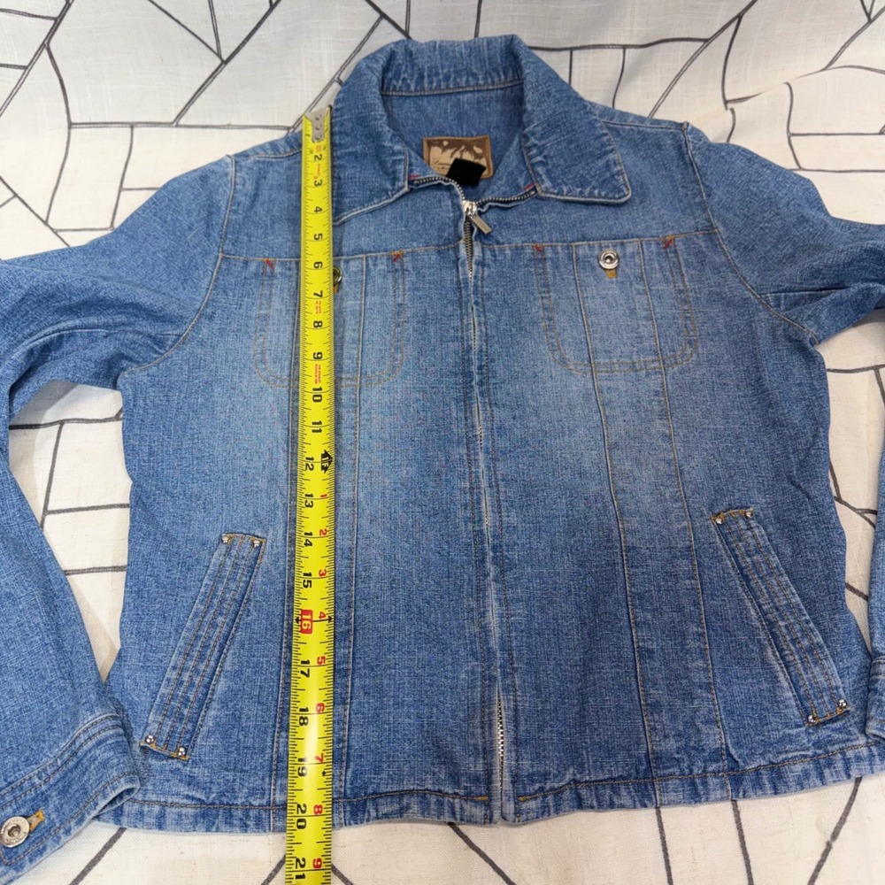 Lauren Jeans Co Ralph Lauren Denim Jacket Petite Small Blue Full Zip Trucker - Picture 6 of 8